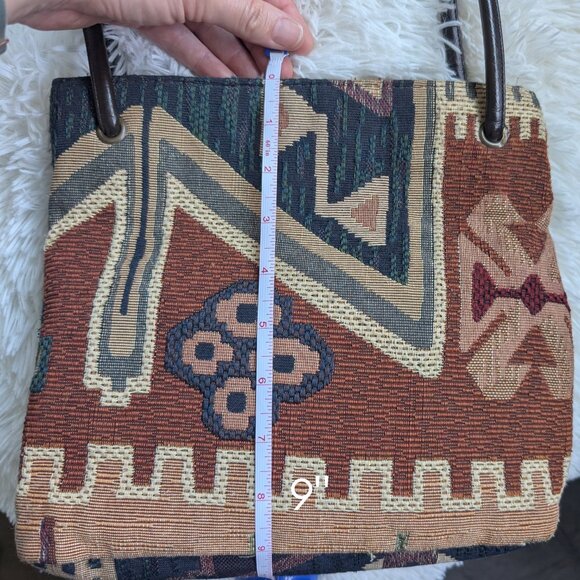 Nine West, Vintage Tapestry Shoulder Bag – 90s Y2K Boho Aztec Style - Picture 11 of 12